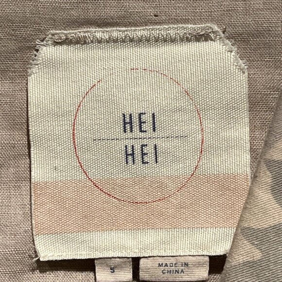 Anthropologie Hei Hei Ronan Cropped Camo Utility Jacket Small Tan Linen Cotton - Picture 3 of 7